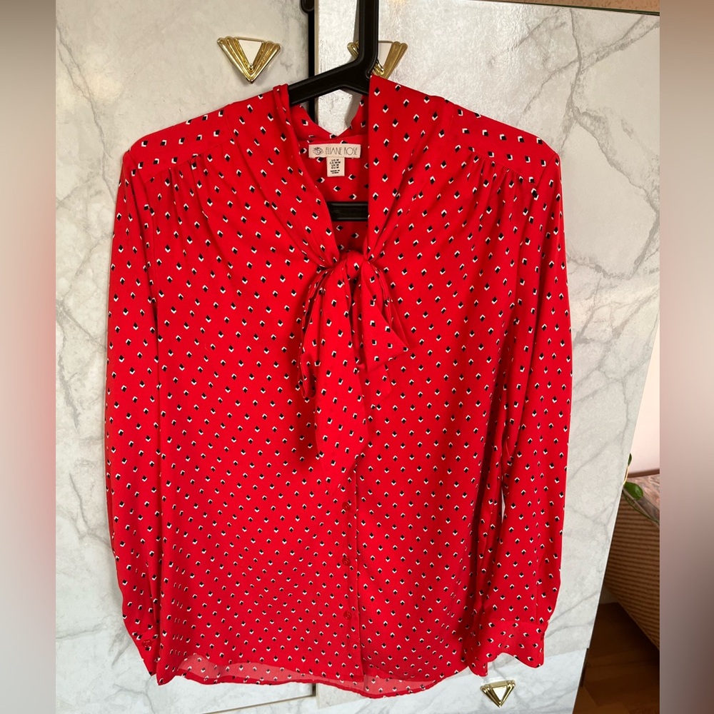 Eliane Rose Red Blouse with Patterned Design